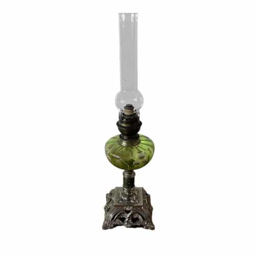 lampe pétrole verre vert